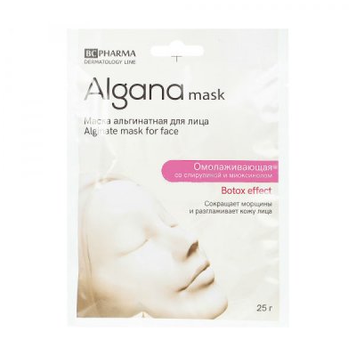 Купить альгана маск (alganamask) маска для лица альгинатная омолаживающая со спирулиной, 1 шт в Богородске