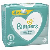Купить pampers sensitive (памперс) салфетки влажные, 52шт (в комплекте 4 упаковки) в Богородске