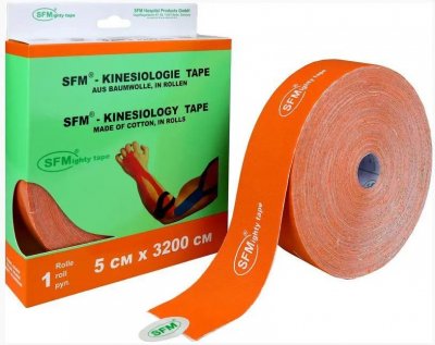Купить лента (тейп) кинезиологическая sfm-plaster на хлопковой основе 5см х 3,2м оранжевый в Богородске