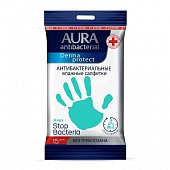Купить aura (аура) дерма протект салфетки влажные антибактериальные алоэ, 15 шт в Богородске
