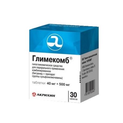 Купить глимекомб, тбл 40мг + 500мг №30 (акрихин хфк, россия) в Богородске