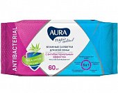 Купить aura (аура) салфетки влажные антибактериальные тропик коктейль 60шт в Богородске