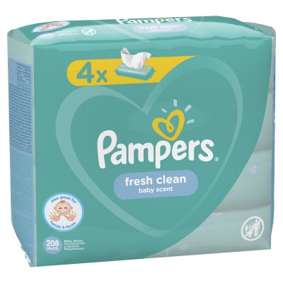 Купить pampers baby fresh clean (памперс) салфетки влажные, 52шт (в комплекте 4 упаковки) в Богородске
