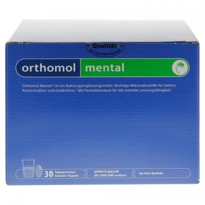 Купить orthomol mental (ортомол ментал), саше (порошок+капсулы 3шт), 30шт бад/на 30 дней в Богородске