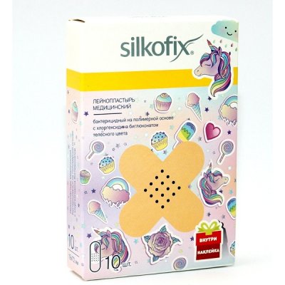 Купить silkofix (силкофикс) пластырь полимерная основа с хлоргексидином 1,9х7,2см, 10 шт единорог в Богородске