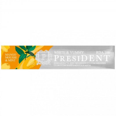 Купить президент (president) зубная паста white&yummy манго-мусс с мятой 75мл в Богородске