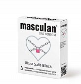 Купить masculan (маскулан) презервативы утолщенные черного цвета black ultra safe 3шт в Богородске