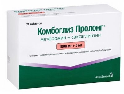 Купить комбоглиз пролонг, таблетки с модифицированным высвобождением, покрытые пленочной оболочкой 1000 мг+5 мг, 28 шт в Богородске