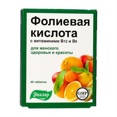 Купить фолиевая кислота с витамином в12, в6, таблетки 40 шт бад в Богородске