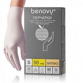 Купить перчатки benovy смотр. латекс н/стер опудр. s №50 пар в Богородске
