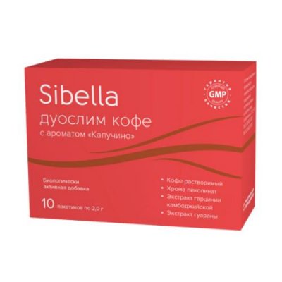 Купить sibella (сибелла) дуослим кофе с ароматом капучино, пакет-саше 2г, 10 шт бад в Богородске
