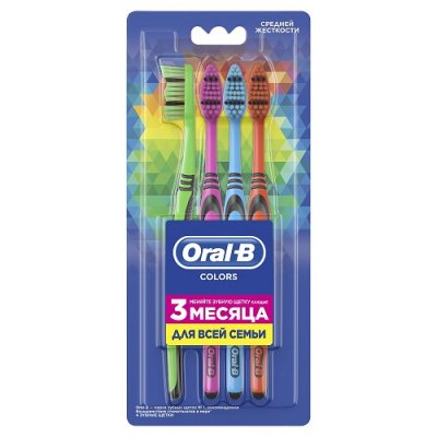 Купить oral-b (орал-би) зубная щетка color collection мануальная средней жесткости 4 шт в Богородске