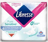 Купить libresse (либресс) прокладки ultra pure sensitive ночные+ 6 шт в Богородске