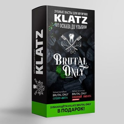 Купить klatz (клатц) набор для мужчин зубная паста мята 75мл+зубная паста имбирь 75мл+зубная щетка жесткая в Богородске