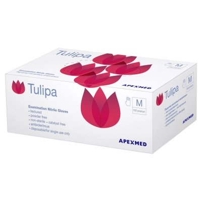 Купить apexmed (апексмед)tulipa перчатки смотровые нитриловые нестерильные неопудренные текстурированные, размер m, 50 шт (пар) в Богородске