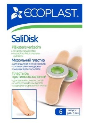 Купить ecoplast salidisk набор противомозольных пластырей 7,2 х 1,9см, 6 шт в Богородске