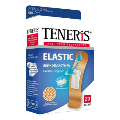 Купить пластырь teneris elastic (тенерис) бактерицидный ионы ag тканевая основа, 20 шт в Богородске