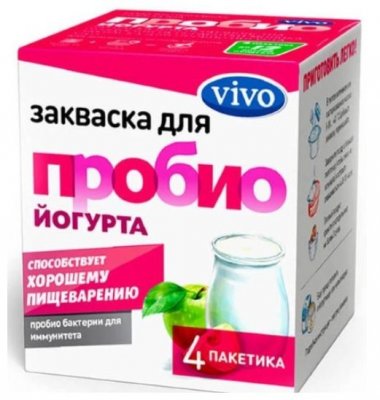 Купить vivo (виво) закваска для пробио йогурта, пакетики 0,5г, 4 шт в Богородске