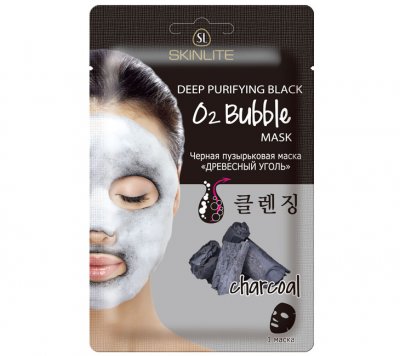 Купить skinlite (скинлайт) маска для лица черная пузырьковая древесный уголь, 20г в Богородске