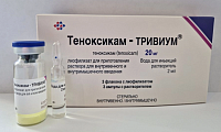 Купить теноксикам-тривиум, лиофилизат для приготовления раствора для внутривенного и внутримышечного введения 20мг, флакон 3шт+растворитель 2мл, 3шт в Богородске