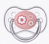 Купить canpol (канпол) пустышка круглая силиконовая 0-6 месяцев newborn baby розовая 1 шт в Богородске
