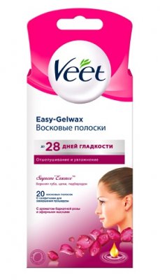 Купить veet easy-gelwax (вит) восковые полоски для лица с ароматом бархатной розы, 20 шт в Богородске