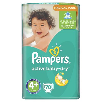 Купить pampers active baby (памперс) подгузники 4+ макси+ 10-15кг, 70шт в Богородске
