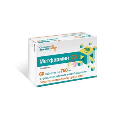 Купить метформин-сз, таблетки с пролонгированным высвобождением 750мг, 60 шт в Богородске