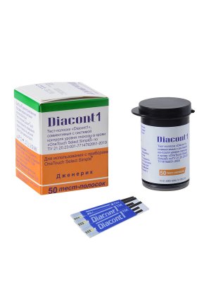 Купить тест-полоски diacont 1 (диаконт1), совместимые с системами контроля уровня глюкозы в крови onetouch select simple, 50шт в Богородске