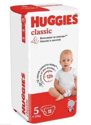 Купить huggies (хаггис) подгузники классик 5 11-25кг 11шт в Богородске