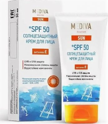 Купить mediva (медива) sun крем для лица солнцезащитный, 50мл spf50 в Богородске