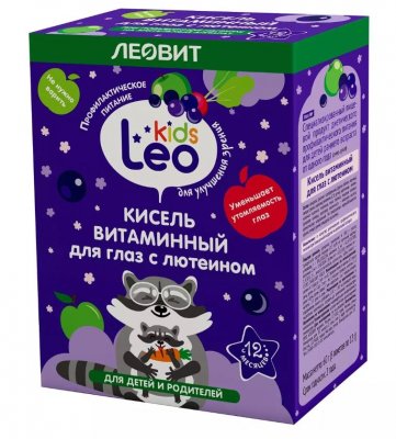 Купить кисель леовит leo kids для детей витаминный для глаз с лютеином, пакет 12г, 5 шт в Богородске