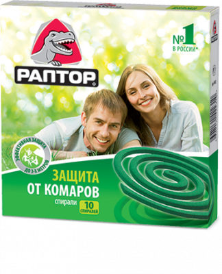 Купить раптор спираль защита от комаров, без запаха, 10 шт в Богородске