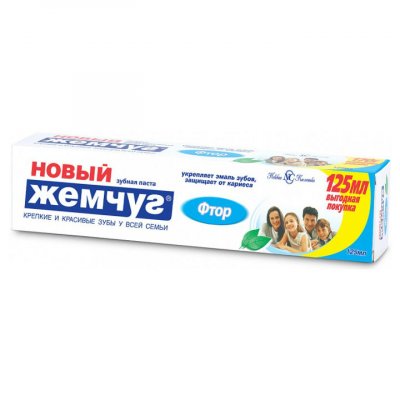 Купить новый жемчуг зубная паста фтор, 125мл в Богородске