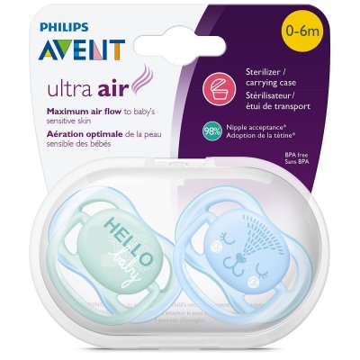 Купить avent (авент) пустышка силиконовая ultra air для мальчиков 0-6 месяцев 2 шт (scf342/20) в Богородске