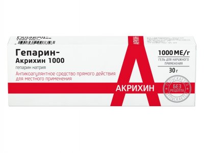 Купить гепарин-акрихин, гель для наружного применения 1000ме/г, 30г в Богородске