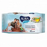 Aura (Аура) салфетки влажные Family для всей семьи антибактериальные 63шт