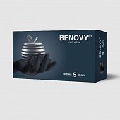 Купить перчатки benovy смотровые нитриловые нестерильные неопудрен текстурир на пальцах размер s 50 пар, черные в Богородске