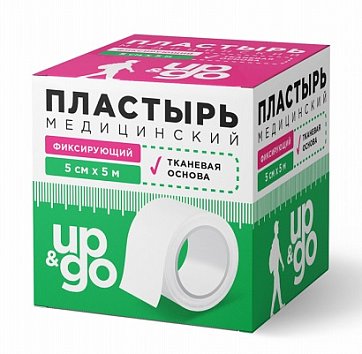 Пластырь UP&GO фиксирующий на тканевой основе 5см х 500см, 1шт