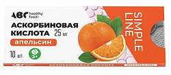 Купить скорбиновая кислота вкус апельсина abc healthy food таблетки 25мг 10шт в Богородске