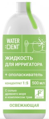 Купить waterdent (вотердент) жидкость для ирригатора освежающая без фтора+ополаскиватель, 500мл в Богородске