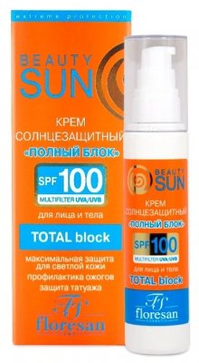 Купить флоресан (floresan) beauty sun крем солнцезащитный полный блок, 75мл spf-100 в Богородске