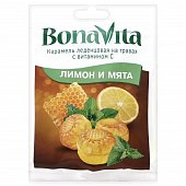 Купить bonavita (бона вита) карамель леденцовая на травах лимон и мята с витамином с, пакет 60г бад в Богородске