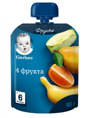 Купить gerber (гербер) пюре 4 фрукта с 6 месяцев, 90г в Богородске