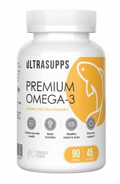 UltraSupps (Ультрасаппс) Омега-3 Премиум, капсулы 1405мг 90 шт. БАД