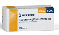 Купить леветирацетам-вертекс, таблетки покрытые пленочной оболочкой 500 мг, 30 шт в Богородске