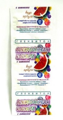 Купить аскорбиновая кислота с глюкозой гленвитол таблетки со вкусом арбуза 1г, 10 шт (стрип) бад в Богородске