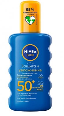 Купить nivea (нивея) sun спрей солнцезащитный защита и увлажнение, 200мл spf50 в Богородске