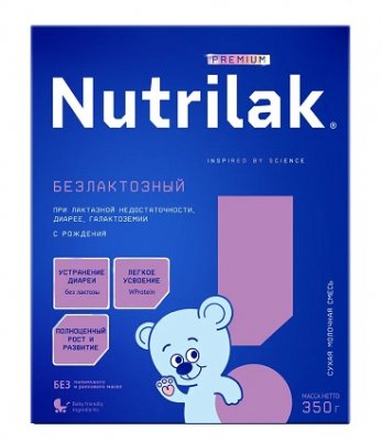 Купить нутрилак (nutrilak) премиум безлактозный молочная смесь с рождения, 350г в Богородске