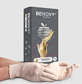 Купить перчатки benovy латексные нестерильные неопудренные текстурир на пальцах хлорированные размер l 50 пар в Богородске